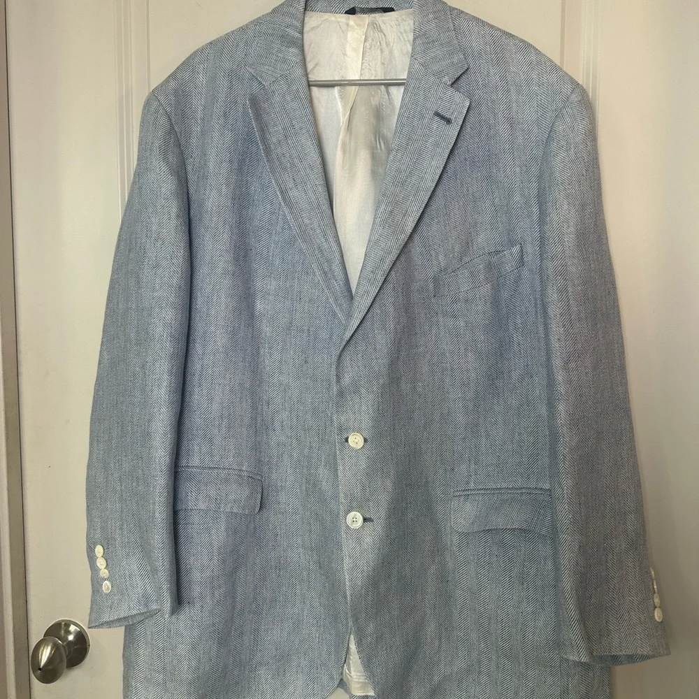 Ben Silver Charleston Linen Luxe Fabric Blue Quiet Luxury Blazer/ Sport Coat,51T